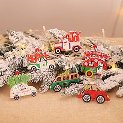 Christmas Decorations Wooden Pendant Christmas Creative Cartoon Car Shape Christmas Tree Pendant. miniinthebox