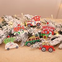 Christmas Decorations Wooden Pendant Christmas Creative Cartoon Car Shape Christmas Tree Pendant. miniinthebox - thumbnail