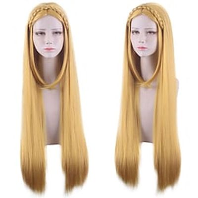The Legend of Zelda Zelda Cosplay Wigs Women's Asymmetrical Braid 31 inch Heat Resistant Fiber Plaited Natural Straight Yellow Teen Adults' Anime Wig Lightinthebox