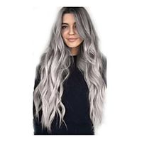 Synthetic Wig Body Wave Middle Part Wig Long Grey Synthetic Hair 26 inch Women's Fashionable Design Adorable Natural Hairline Dark Gray White miniinthebox - thumbnail