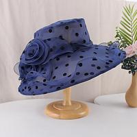 Fascinators Hats Headwear Organza Bucket Hat Floppy Hat Sun Hat Casual Holiday Elegant Vintage With Flower Polka Dot Headpiece Headwear Lightinthebox