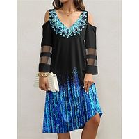Women's Casual Dress Slip Dress Floral Print Mesh V Neck Mini Dress Streetwear Street Holiday Long Sleeve Loose Fit Red Blue Purple Summer Spring S M L XL XXL Lightinthebox - thumbnail