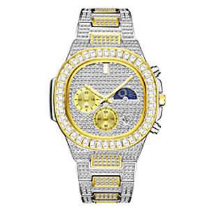 missfox watches fashion hip-hop full-diamond multi-function casual quartz men's watch Lightinthebox