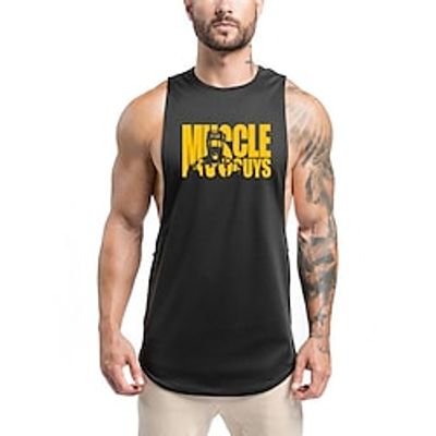 Men's Sleeveless Running Tank Top Tee Tshirt Tank Top Athletic Athleisure Cotton Breathable Quick Dry Soft Running Active Training Walking Jogging Exercise Sportswear White Black Gray Rosy Pink Army Lightinthebox