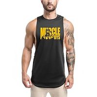 Men's Sleeveless Running Tank Top Tee Tshirt Tank Top Athletic Athleisure Cotton Breathable Quick Dry Soft Running Active Training Walking Jogging Exercise Sportswear White Black Gray Rosy Pink Army Lightinthebox - thumbnail