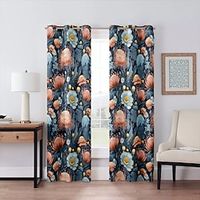 Blackout Curtain Blue Pattern Flowers Curtain Drapes For Living Room Bedroom Kitchen Window Treatments Thermal Insulated Room Darkening Lightinthebox