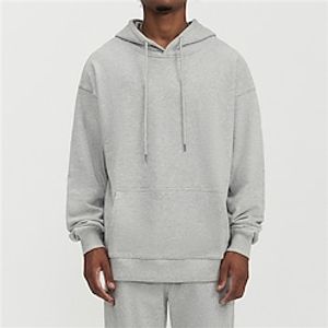 Men's Hoodie Apricot Black Blue Fuchsia Dark Gray Hooded Color Block Work Casual Daily Cotton Basic Streetwear Casual Spring   Fall Clothing Apparel Hoodies Sweatshirts  Lightinthebox