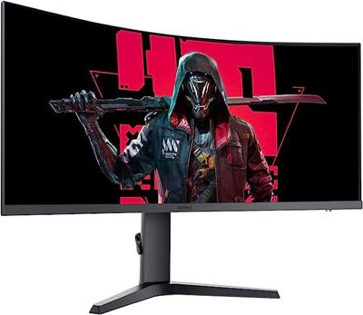 KOORUI Gaming Monitor Ultrawide Curved 34 Inch VA, WQHD 3840 x 1440, 165Hz, HDMI, Adaptive Sync Compatible, Tilt, Height Adjustable Stand, DisplayPort, Black - 34E6UC