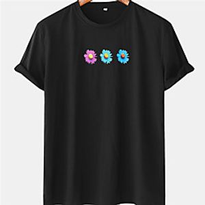 Men's Unisex Tee T shirt Hot Stamping Graphic Prints Daisy Plus Size Short Sleeve Casual Tops 100% Cotton Basic Designer Big and Tall White Black miniinthebox