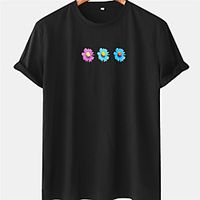 Men's Unisex Tee T shirt Hot Stamping Graphic Prints Daisy Plus Size Short Sleeve Casual Tops 100% Cotton Basic Designer Big and Tall White Black miniinthebox - thumbnail