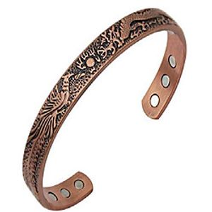 antiquity sian art red copper magnetic cuff bracelet for men and women - dragon and phoenix lucky copper bracelet Lightinthebox
