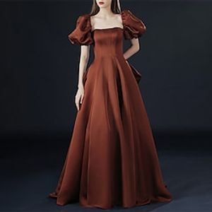 A-Line Party Dresses Elegant Dress Masquerade Floor Length Short Sleeve Strapless Satin with Bow(s) 2023 Lightinthebox
