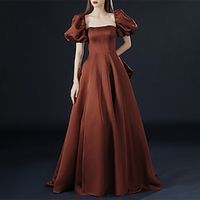 A-Line Party Dresses Elegant Dress Masquerade Floor Length Short Sleeve Strapless Satin with Bow(s) 2023 Lightinthebox - thumbnail