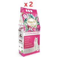 Happy Cat Bentonite Dust Free Clumping Cat Litter Amazing Cherry Blossom Scent - 5L (Pack of 2)