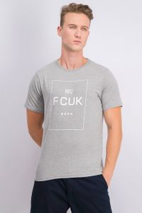 Mens 1972 FCUK Print T-Shirt  Grey/White