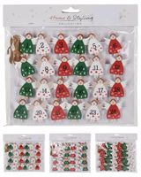Homesmiths Christmas Advent Clips 4 Cm 24 Piece Set 3 Assorted Design 1 Pack