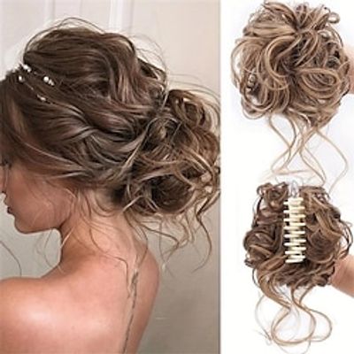 Messy Bun Hairpieces Curly Wavy Synthetic Hair Scrunchies Extensions For Women Claw Clip In Tousled Updo Bun Messy Chignons Hair Extensions Lightinthebox