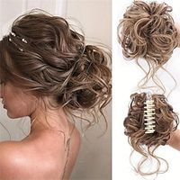 Messy Bun Hairpieces Curly Wavy Synthetic Hair Scrunchies Extensions For Women Claw Clip In Tousled Updo Bun Messy Chignons Hair Extensions Lightinthebox - thumbnail