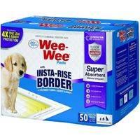 Four Paws Wee-Wee Insta Rise Border Pad, 50 Pack