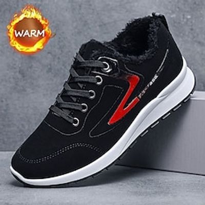 Men's Boots Winter Boots Walking Casual Daily PU Comfortable Booties  Ankle Boots Loafer Black gray A Black Red Cotton Black gray cotton Spring Fall Lightinthebox