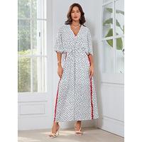 Polka Dot Cross Front Raglan Sleeve Maxi Dress