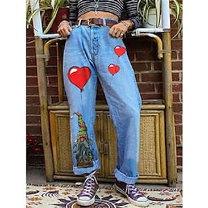 Women's Jeans Wide Leg Pants Trousers Full Length Fashion Streetwear Christmas Street Black Grey Dark Blue S M Fall Winter Lightinthebox