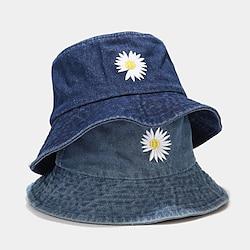 Women's Hat Bucket Hat Sun Hat Portable Sun Protection Street Daily Embroidery Daisy Lightinthebox