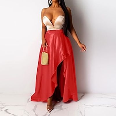 Women's Skirt Swing Long Skirt Maxi Red Royal Blue Skirts Spring Summer Asymmetric Hem Split Ends Fashion Elegant Party Party Evening S M L miniinthebox Women's Skirt Swing Long Skirt Maxi Red Royal Blue Skirts Spring Summer Asymmetric Hem Split Ends Fashion Elegant Party Party Evening S M L miniinthebox