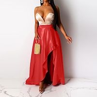Women's Skirt Swing Long Skirt Maxi Red Royal Blue Skirts Spring  Summer Asymmetric Hem Split Ends Fashion Elegant Party Party Evening S M L miniinthebox - thumbnail