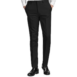 Men's Dress Pants Trousers Suit Pants Pocket Plain Comfort Breathable Formal Business Vintage Casual Black Stretchy Lightinthebox