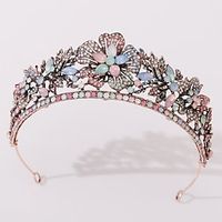 Crown Tiaras Headbands Headpiece Rhinestone Alloy Wedding Cocktail Elegant Retro With Crystals Headpiece Headwear Lightinthebox - thumbnail