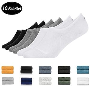 Men's 10 Pairs Ankle Socks No Show Socks Stylish Traditional  Classic Solid  Plain Color Casual Daily No Show Medium Spring, Fall, Winter, Summer Black Blue Lightinthebox