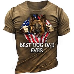 Men's Unisex T shirt 3D Print Dog Graphic Crew Neck Street Daily Print Short Sleeve Tops Casual Designer Big and Tall Sports Brown Lightinthebox