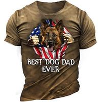 Men's Unisex T shirt 3D Print Dog Graphic Crew Neck Street Daily Print Short Sleeve Tops Casual Designer Big and Tall Sports Brown Lightinthebox - thumbnail