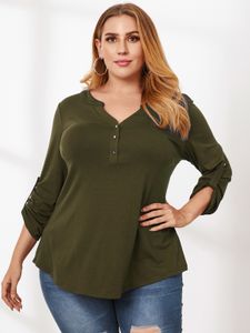YOINS Plus Size V-neck Long Sleeves Tee