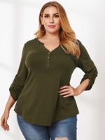 YOINS Plus Size V-neck Long Sleeves Tee - thumbnail