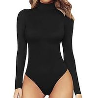 Women's Rash guard Swimsuit Breathable Quick Dry Lightweight Long Sleeve Bodysuit Bathing Suit Swimming Surfing Beach Water Sports Solid Colored Autumn / Fall Spring Summer miniinthebox - thumbnail