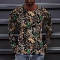 Tree Botanical Leaves Forest Outdoor Casual Men's 3D Print Casual Holiday T shirt Yellow Long Sleeve Crew Neck Shirt Spring   Fall Clothing Apparel Normal S M L XL XXL XXXL Lightinthebox - thumbnail