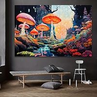 Landscape Wall Art Canvas Fantasy Mushroom Forest Prints and Posters Pictures Decorative Fabric Painting For Living Room Pictures No Frame miniinthebox