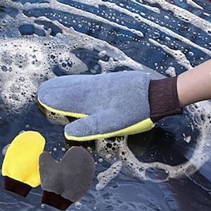 2Pcs Car Care Cleaning Brushes Polishing Mitt Brush Wool Car Wash Glove Car Wash Sponge Waxing Gloves Car Accessories miniinthebox