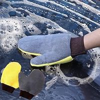 2Pcs Car Care Cleaning Brushes Polishing Mitt Brush Wool Car Wash Glove Car Wash Sponge Waxing Gloves Car Accessories miniinthebox - thumbnail