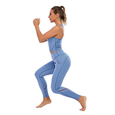 Women's Crew Neck Yoga Top Summer Solid Color Sky Blue Nylon Yoga Fitness Gym Workout Top Sleeveless Sport Activewear Quick Dry Breathable Comfortable Freedom Stretchy Lightinthebox