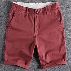 Men's Shorts Chino Shorts Bermuda shorts Pocket Plain Comfort Breathable Outdoor Daily Going out Cotton Blend Fashion Streetwear Black Red Lightinthebox