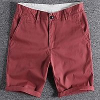 Men's Shorts Chino Shorts Bermuda shorts Pocket Plain Comfort Breathable Outdoor Daily Going out Cotton Blend Fashion Streetwear Black Red Lightinthebox - thumbnail
