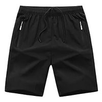 Men's Shorts Sports Shorts Pocket Zipper Pocket Knee Length Pants Running Gym Micro-elastic Solid Color Breathable Quick Dry Mid Waist Green White Black Blue Orange M L XL XXL 3XL miniinthebox - thumbnail