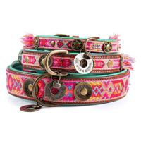 Dog With A Mission Boho Rosa Leather Dog Collar - Pink XXL 55-66X4Cm