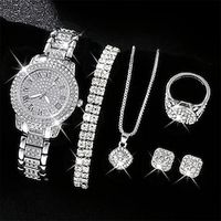 Luxury Rhinestone Quartz Watch Hiphop Fashion Analog Wrist Watch  6pcs Jewelry Set Gift For Women Her miniinthebox - thumbnail