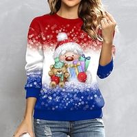 Women's Sweatshirt Pullover Streetwear Red Graphic Christmas Round Neck Long Sleeve S M L XL 2XL 3XL Lightinthebox - thumbnail