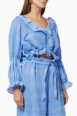 Maud Crop Top in Textured Viscose Maud Crop Top in Textured Viscose