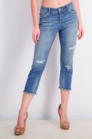 Womens Studded Frayed-Hem Jeans  Indigo - thumbnail